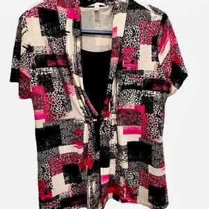 Notations Pink and Black Patterned Blouse